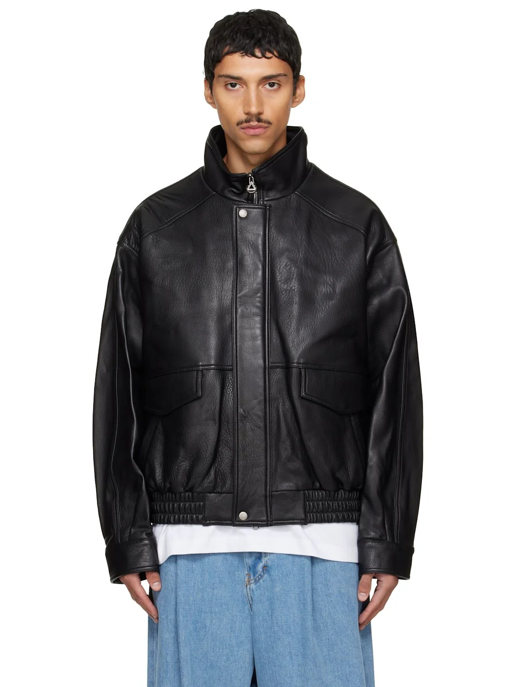 Black Grained Lambskin Jacket - 1