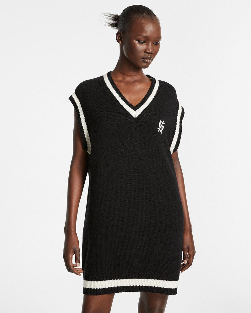 CROSS DOLLAR KNIT DRESS BLACK 1