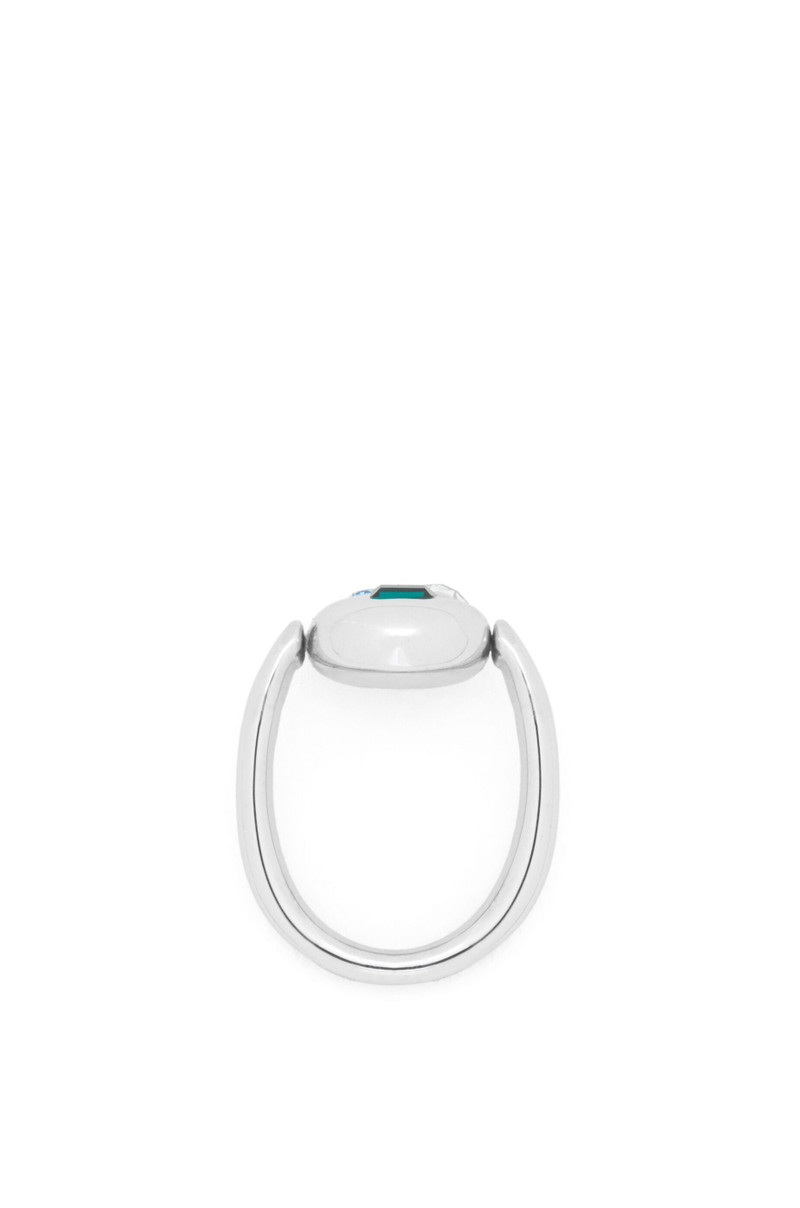 Anagram Pebble ring in sterling silver and crystals 5