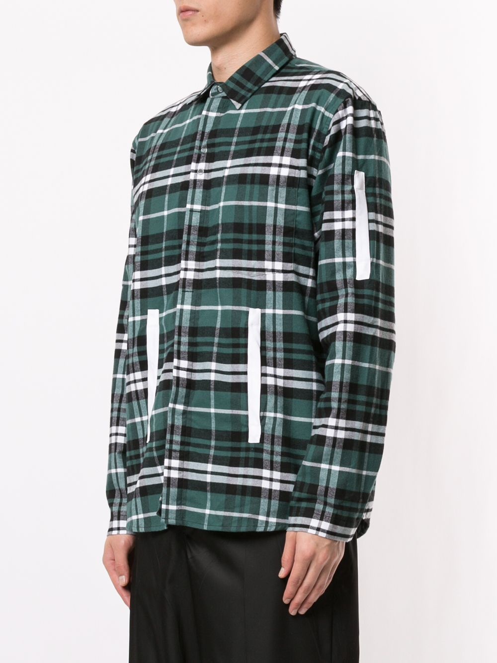 tape appliqué plaid shirt - 3