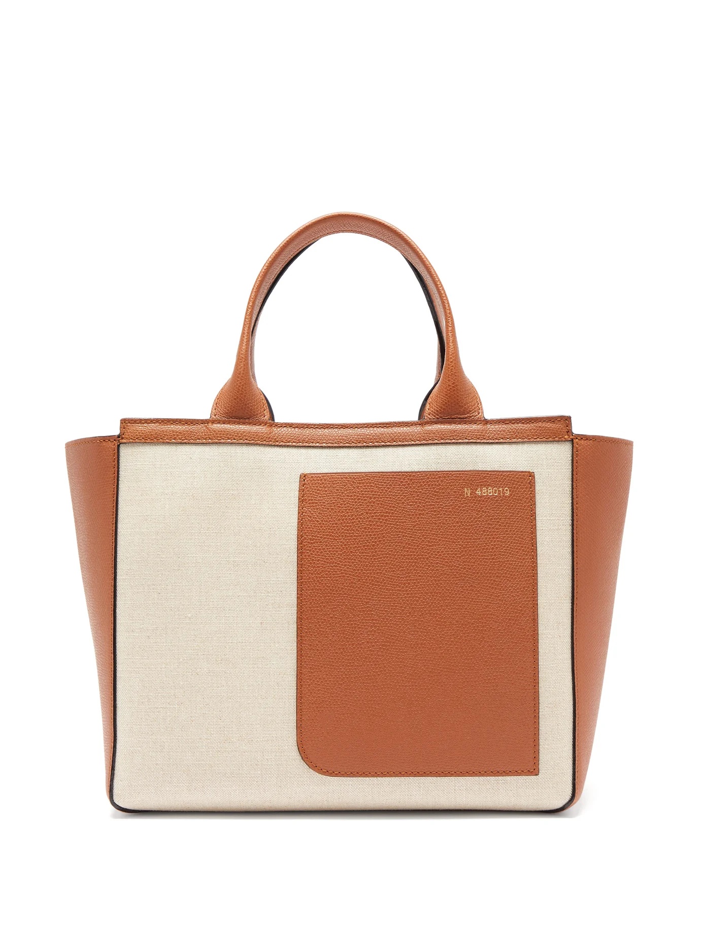 Shopping mini canvas and leather tote bag - 1