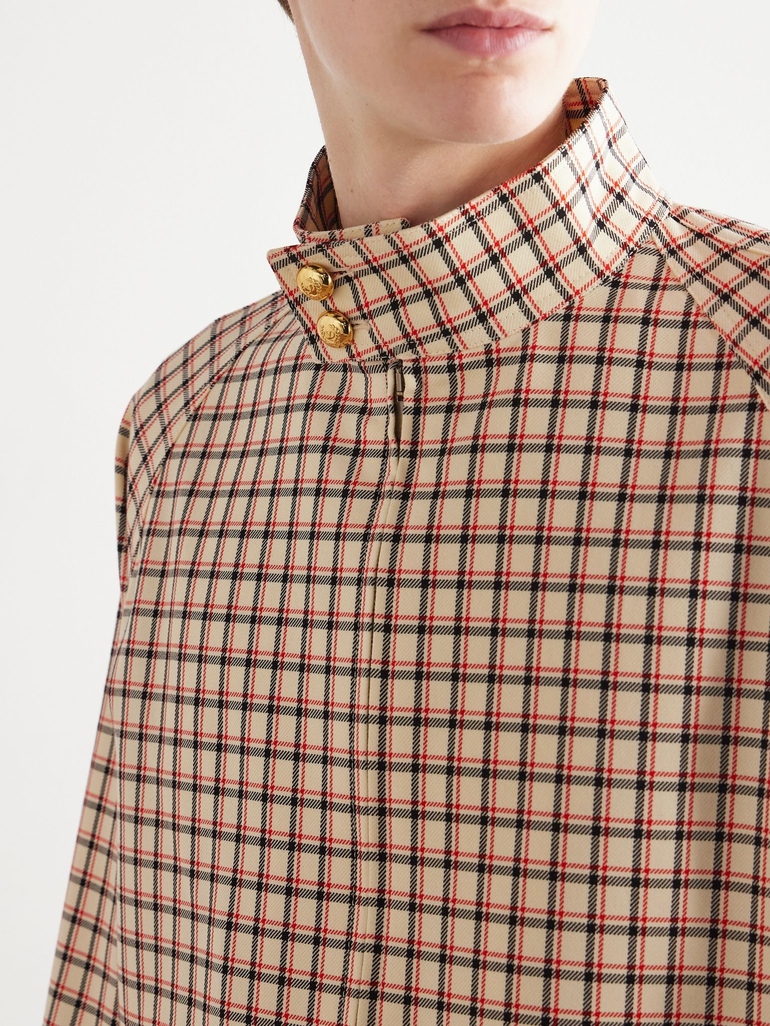 Checked Cotton-Twill Jacket Cream - 7