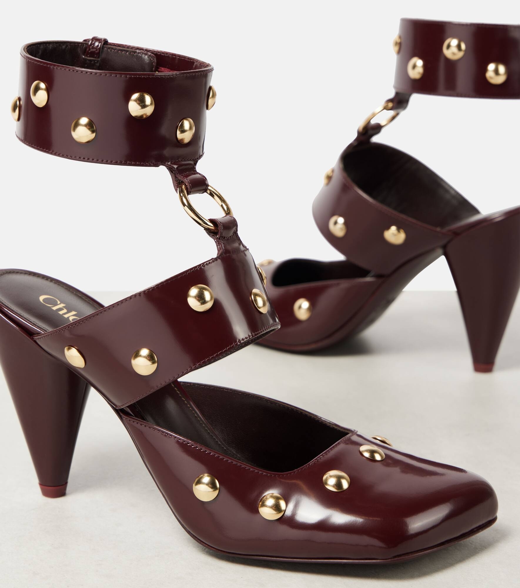 Jade studded leather pumps - 4