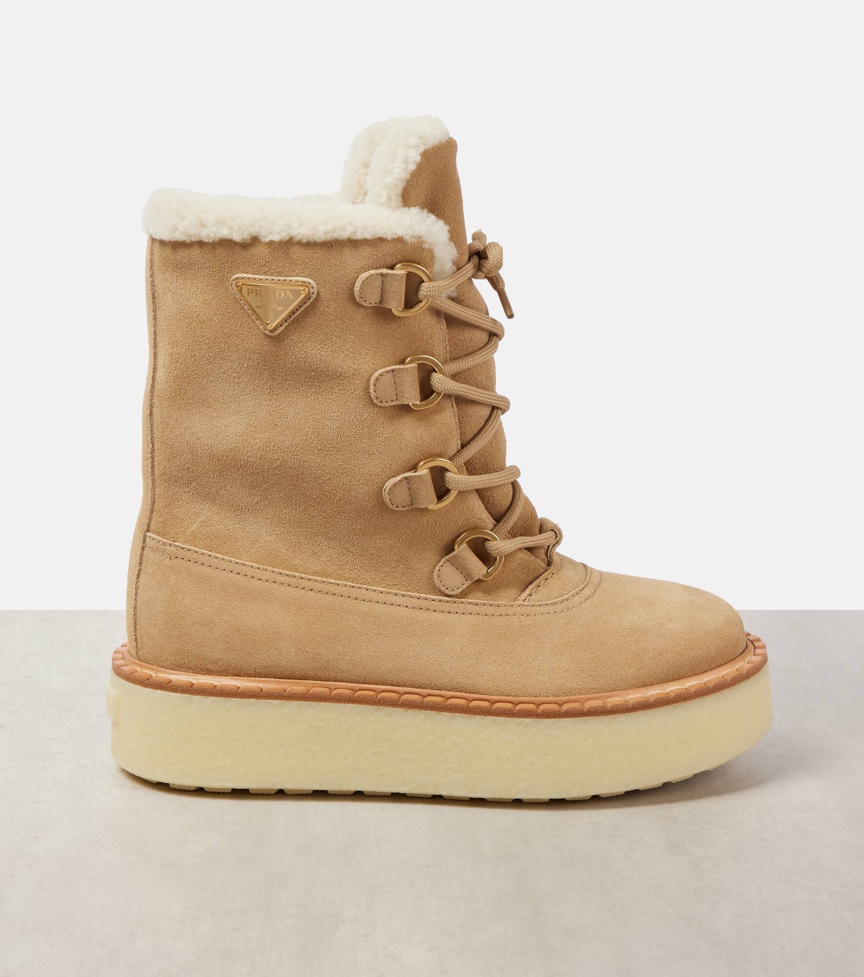 Evolve shearling-lined suede lace-up boots - 5