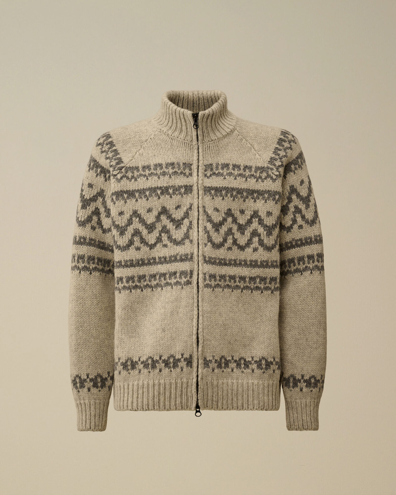 Jacquard Wool Logo Full Zip Cardigan 1