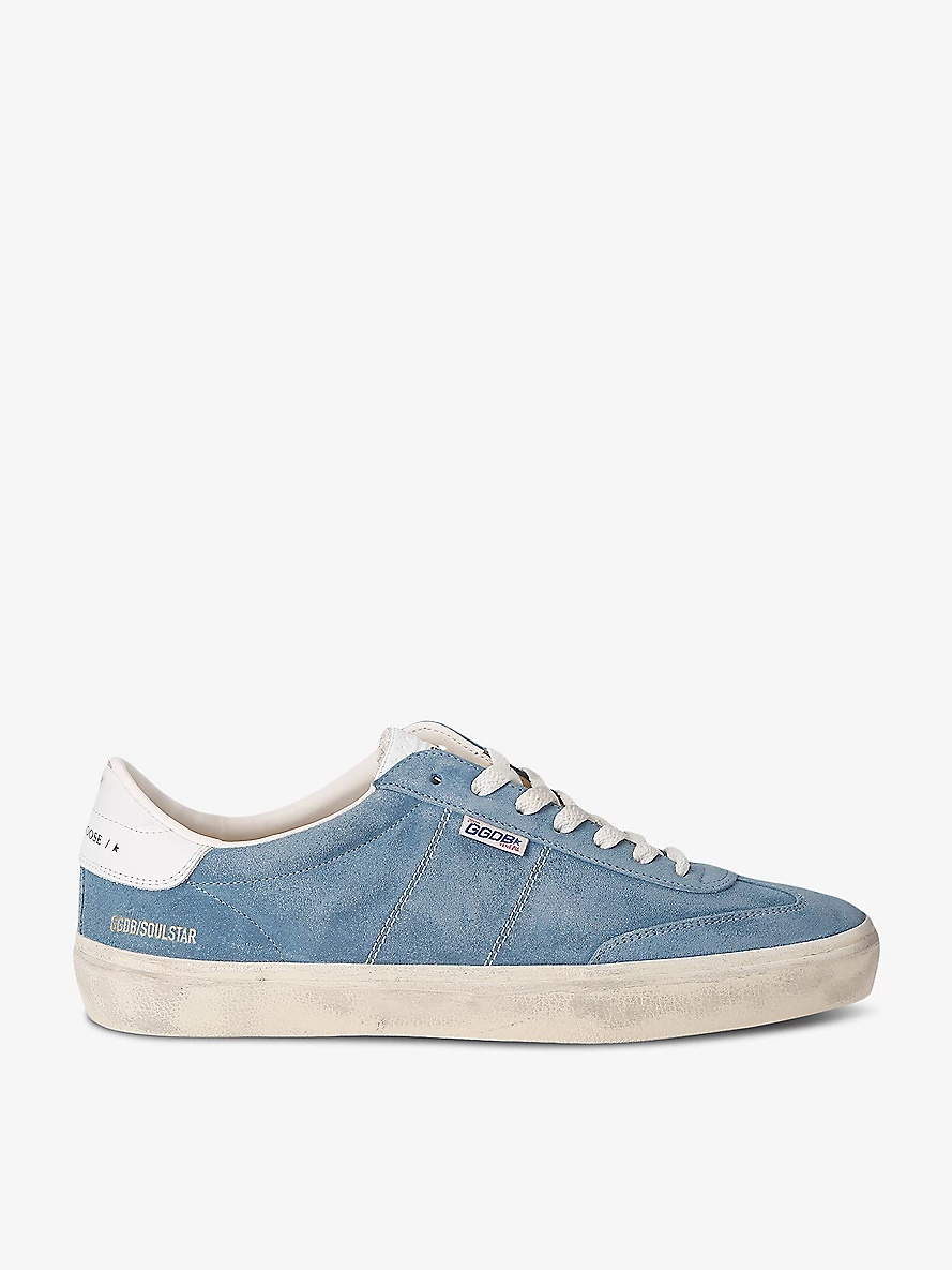 Soul-star leather-trim suede low-top trainers - 1