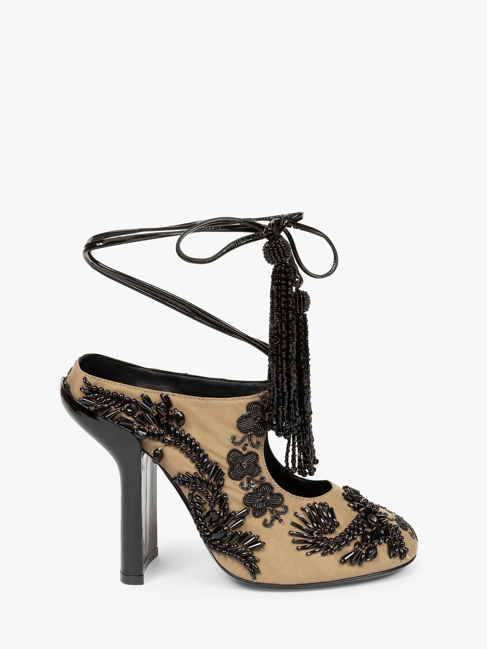 EMBROIDERED LACE-UP MULES - 1