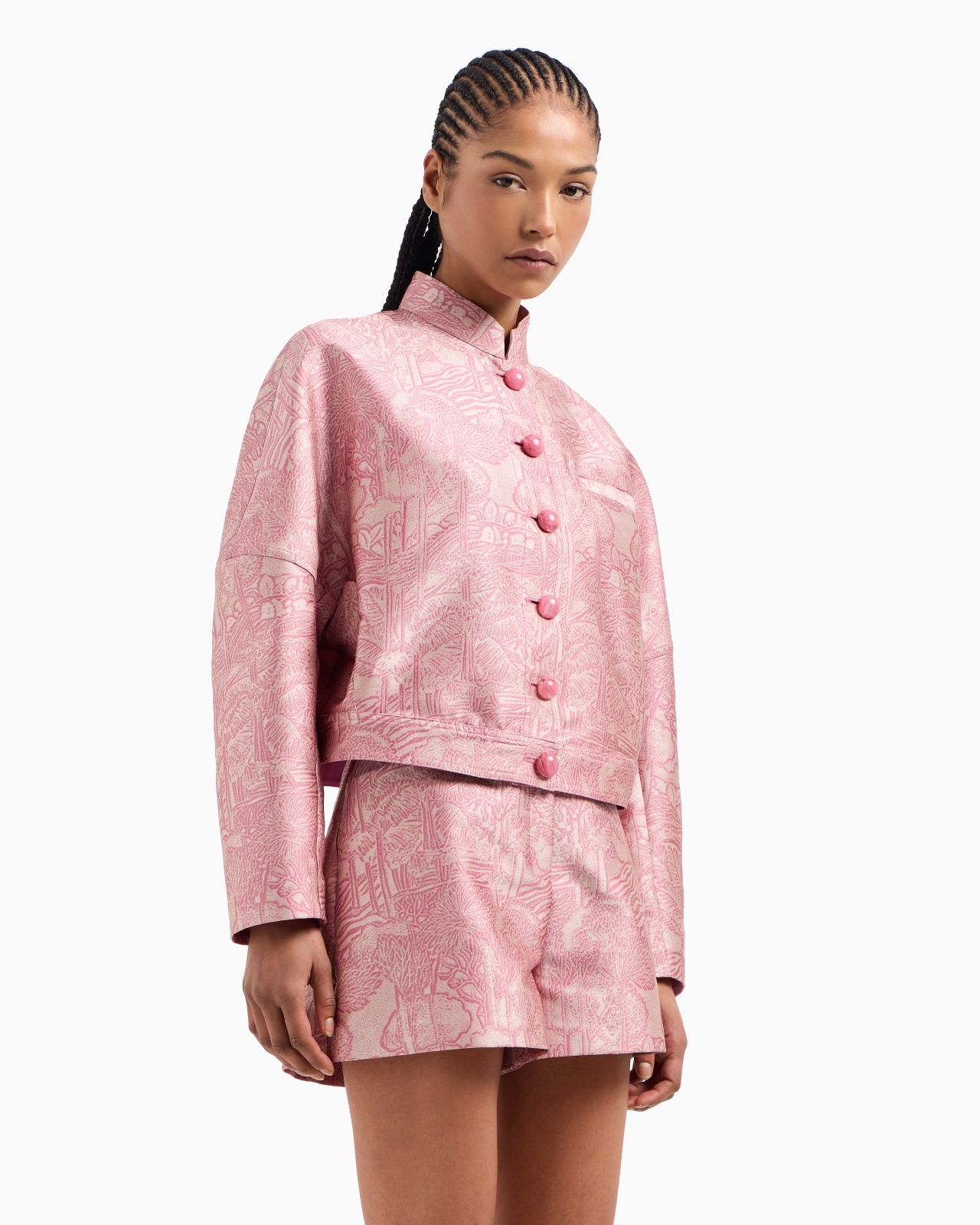 ALL-OVER JACQUARD JACKET WITH GURU COLLAR - 4