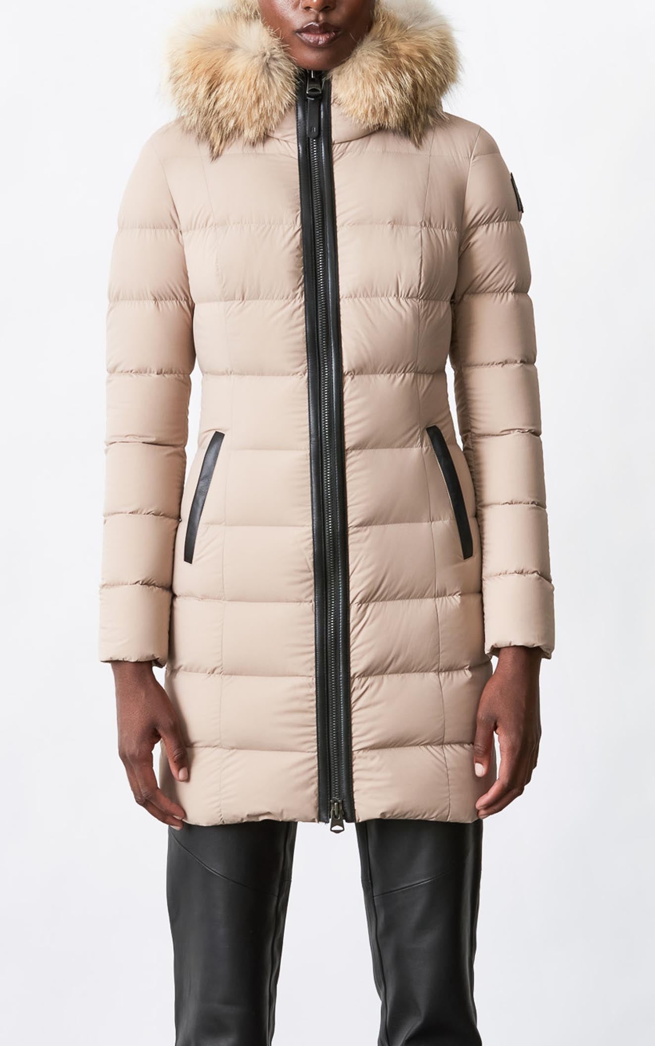 CALLA AGILE-360 stretch light down coat with natural fur collar - 2