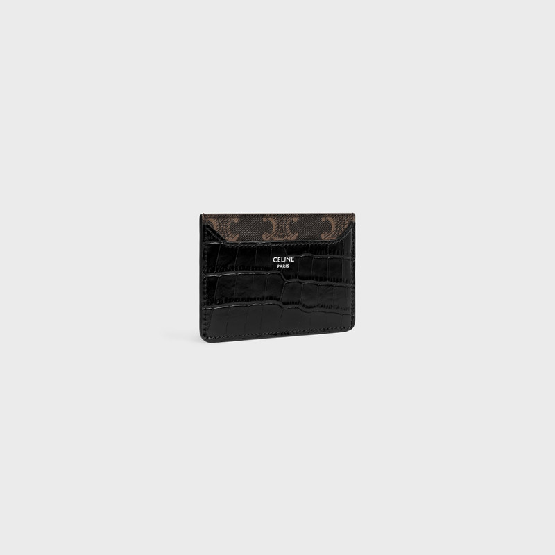 CELINE CARD HOLDER IN TRIOMPHE CANVAS AND CROCODILE EMBOSSED CALFSKIN outlook