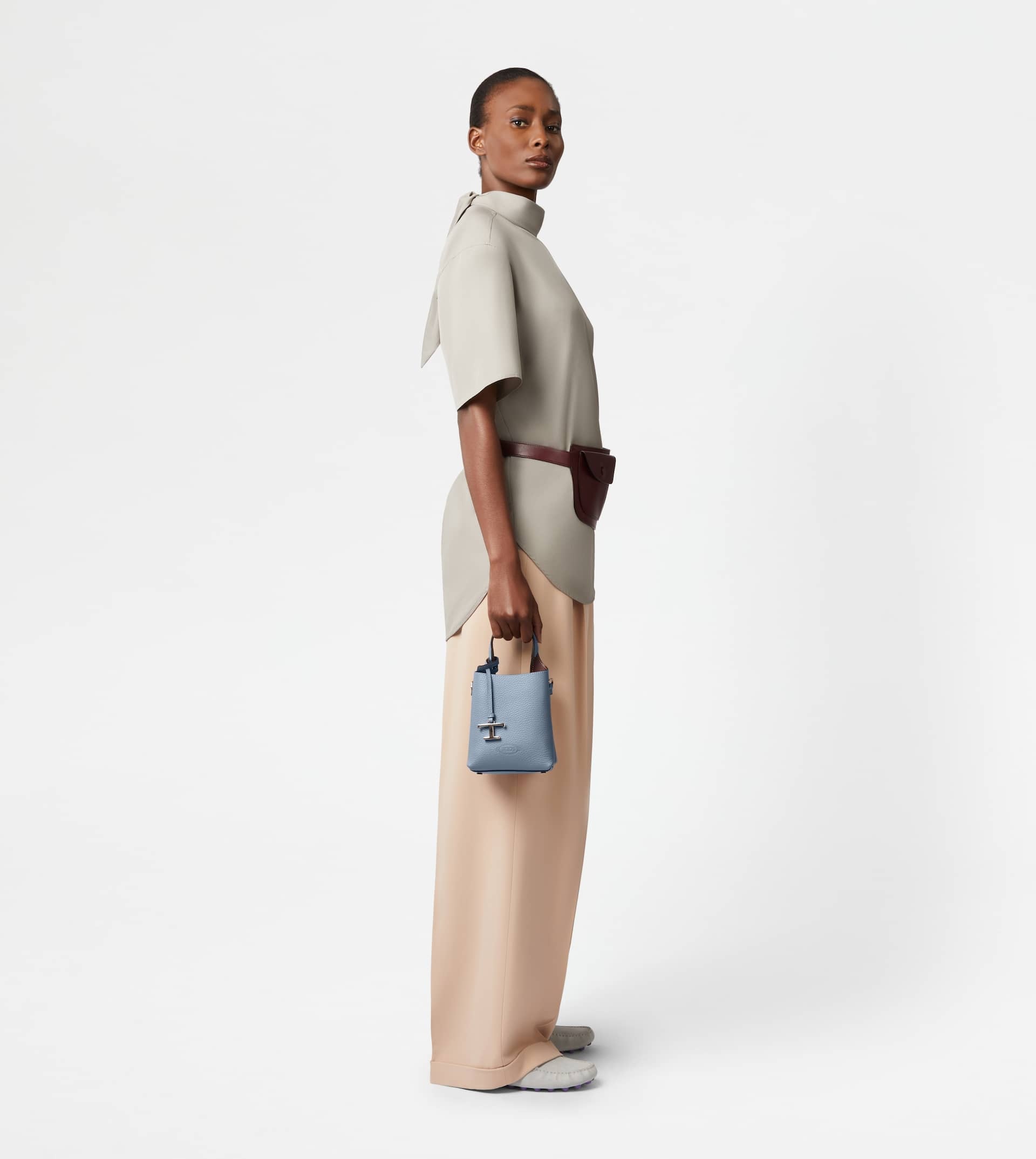 TOD'S MICRO BAG IN LEATHER - LIGHT BLUE, BURGUNDY - 2