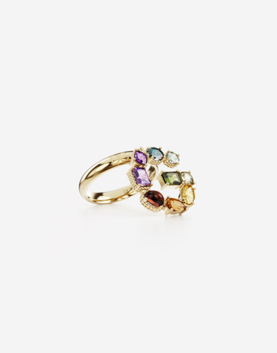 Dolce & Gabbana Rainbow alphabet G ring in yellow gold with multicolor fine gems outlook