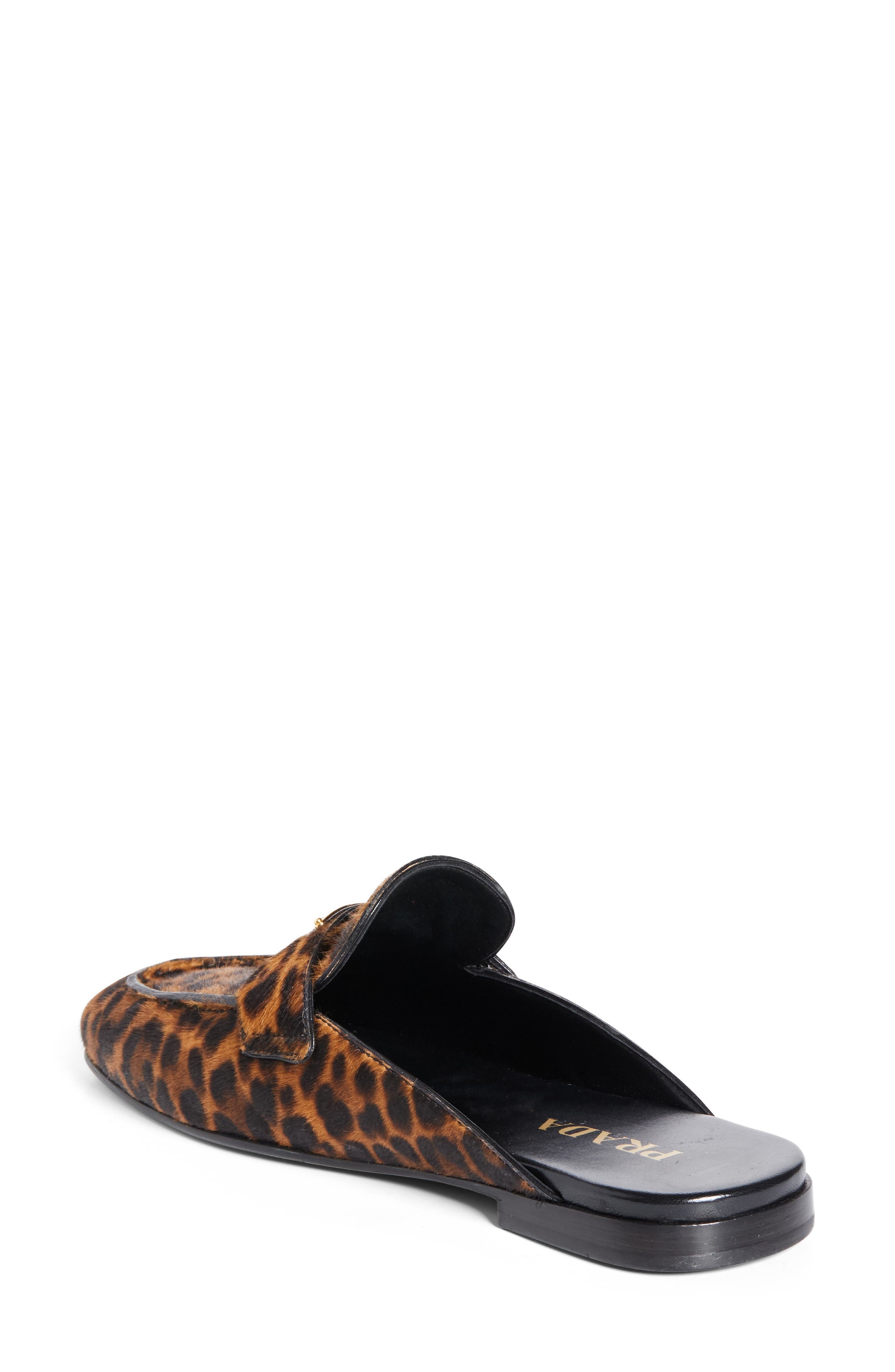 Prada Logo Genuine Calf Hair Mule in Miele at Nordstrom - 2