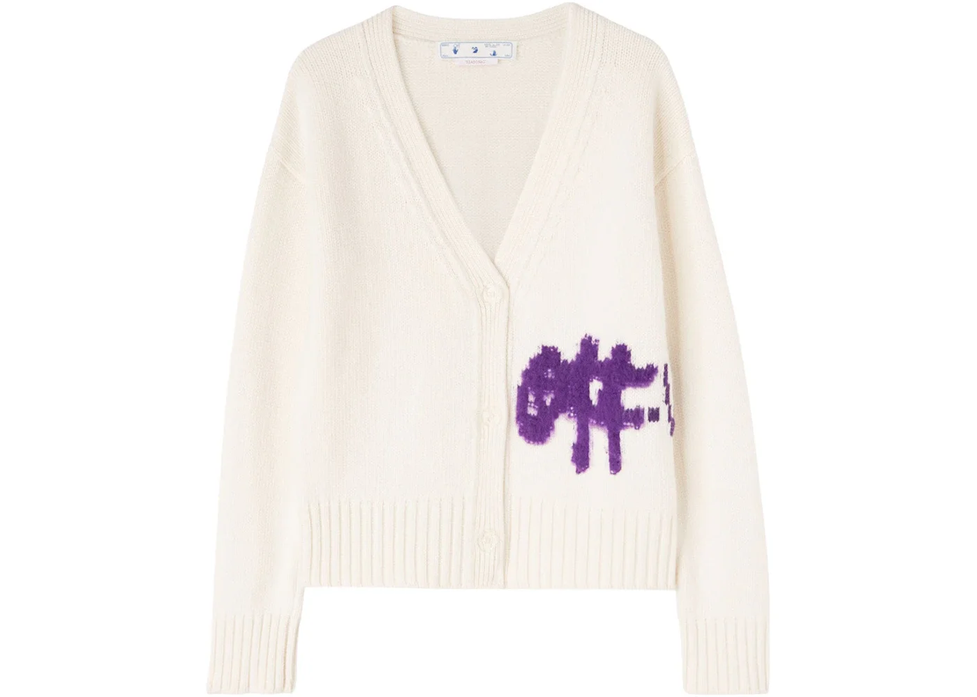 OFF-WHITE Logo Intarsia Cardigan White - 1
