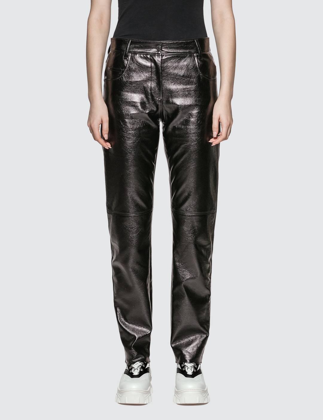 Faux Leather Straight Leg Pants - 1