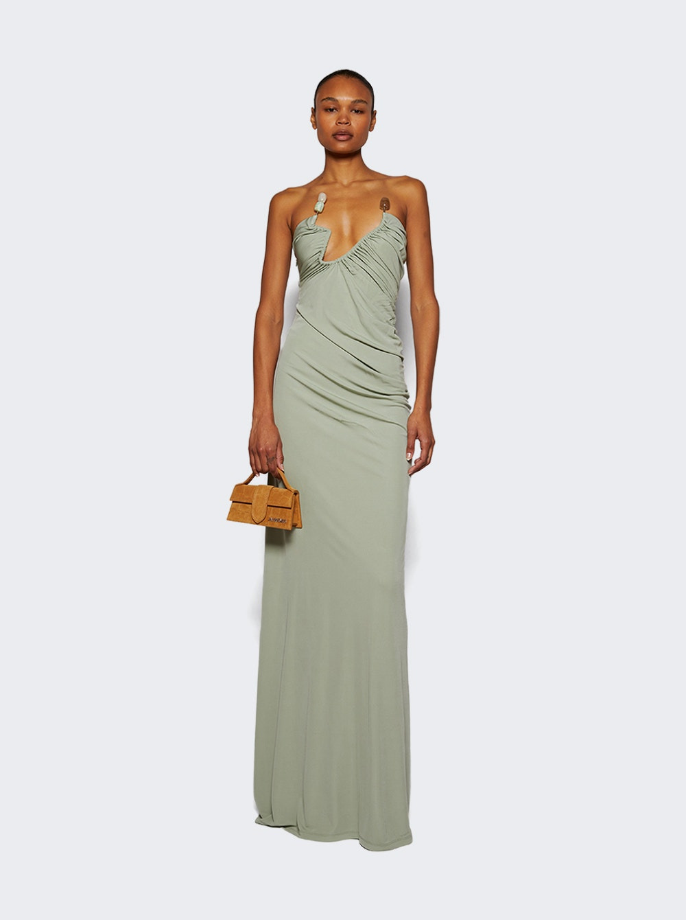 Odessa Arced Strapless Gown Sage - 5