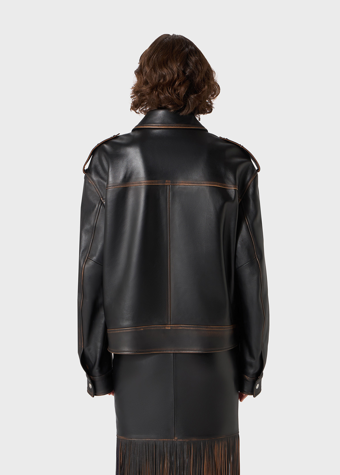 LEATHER BIKER JACKET - 4