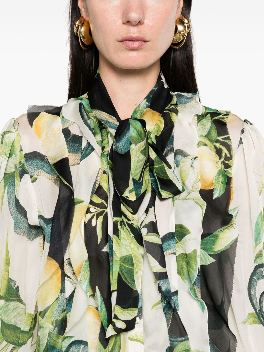 Lemon-print silk shirt - 5