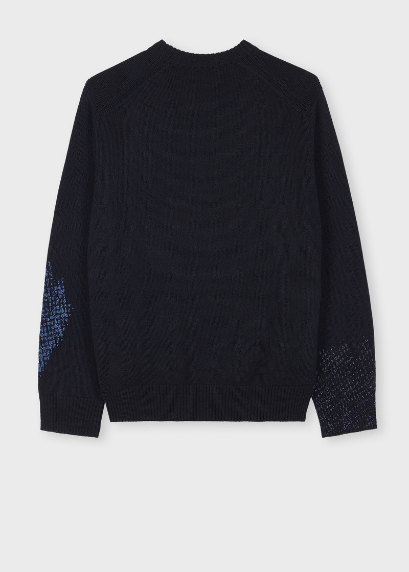 Paul Smith Navy 'Half Tone Floral' Crew Neck Knitted Sweater outlook