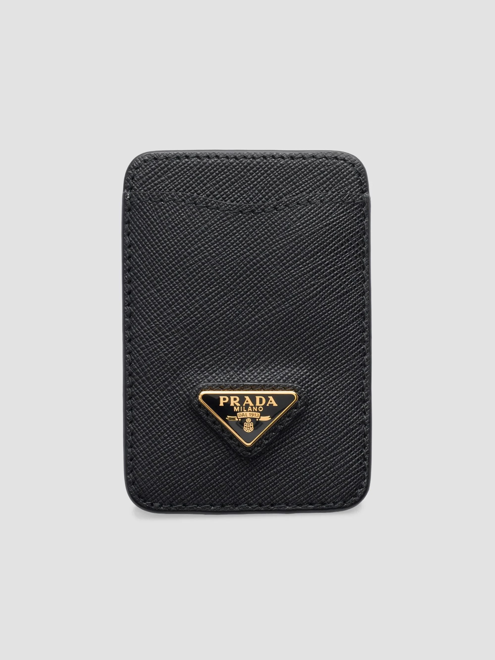 Women's Saffiano Leather Card Holder - Black Gold - 1