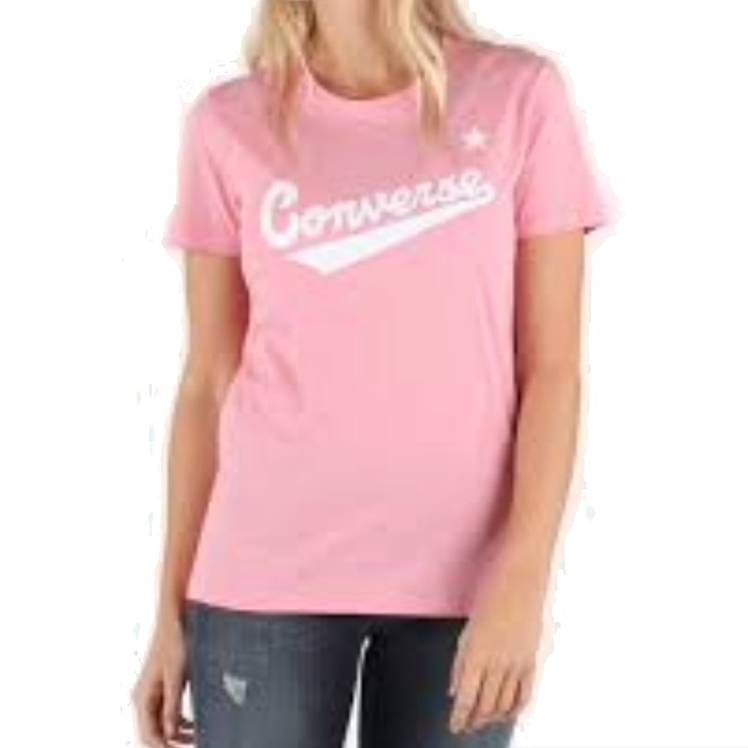 (WMNS) Converse Center Front Logo T-Shirt 'Pink White' 10018268-A02 - 3