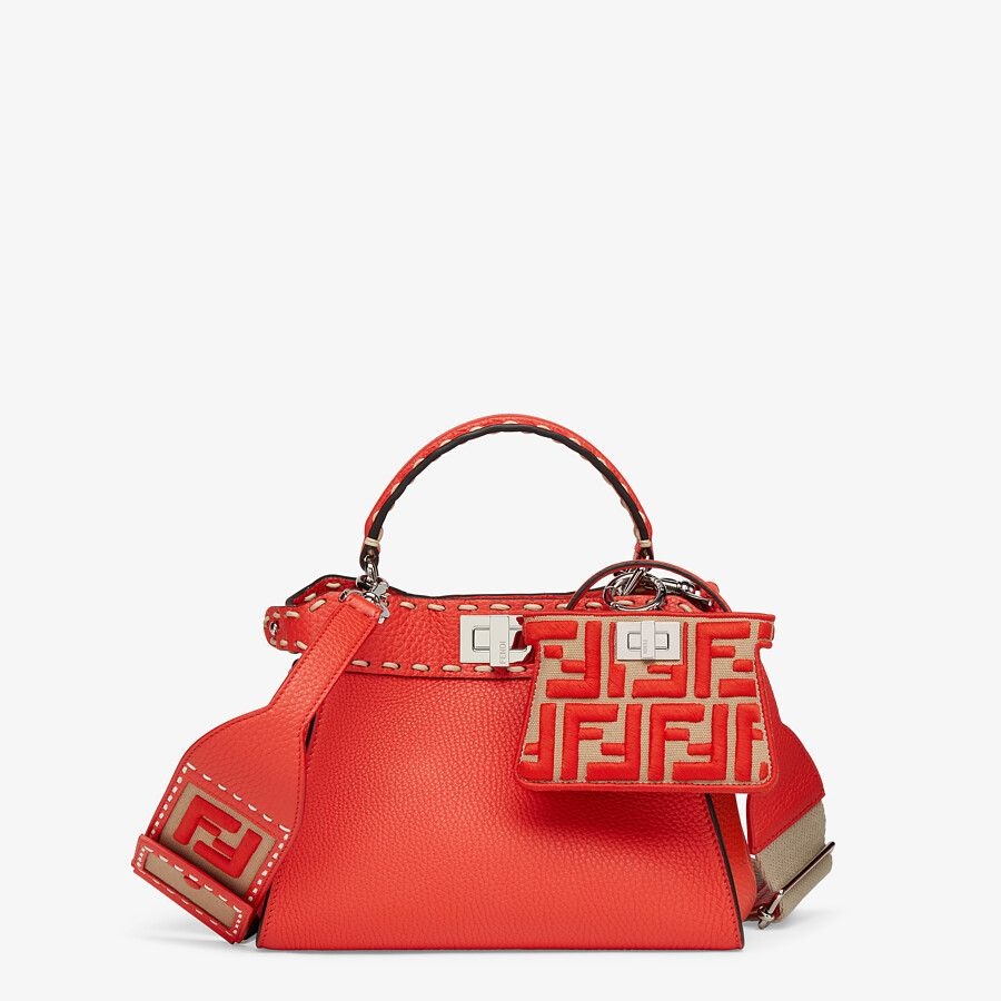 Beige and red ribbon shoulder strap - 2