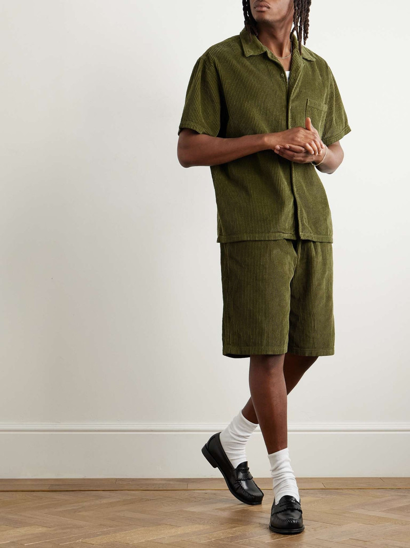 LES TIEN Camp-Collar Garment-Dyed Cotton-Corduroy Shirt outlook