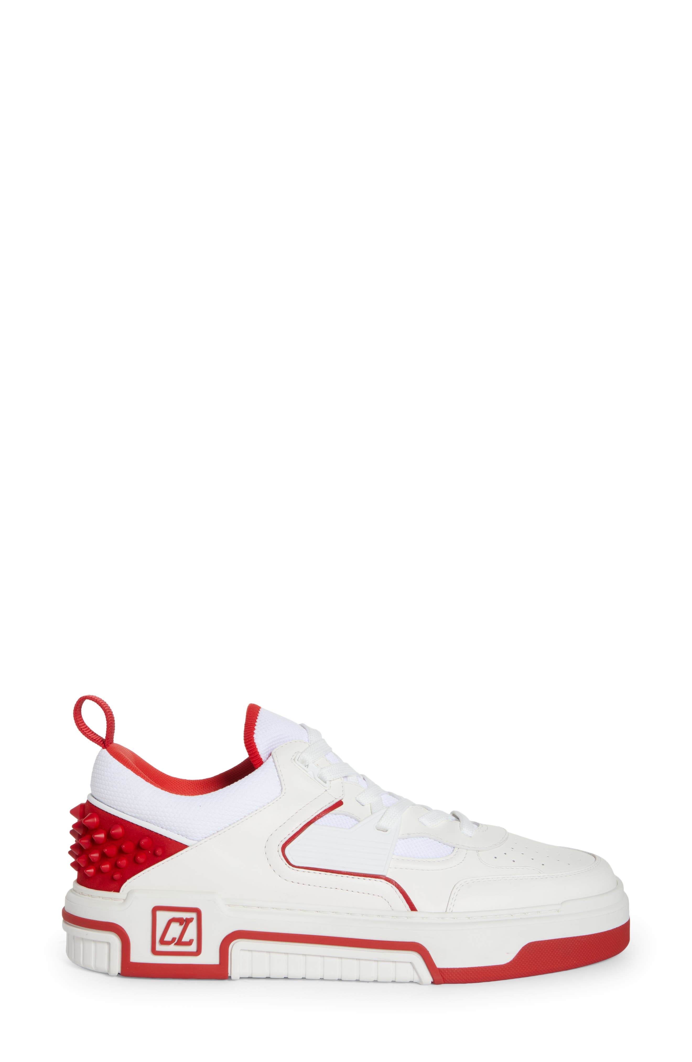 Christian Louboutin Astroloubi Mixed Media Low Top Sneaker in J679-White/Loubi at Nordstrom - 3