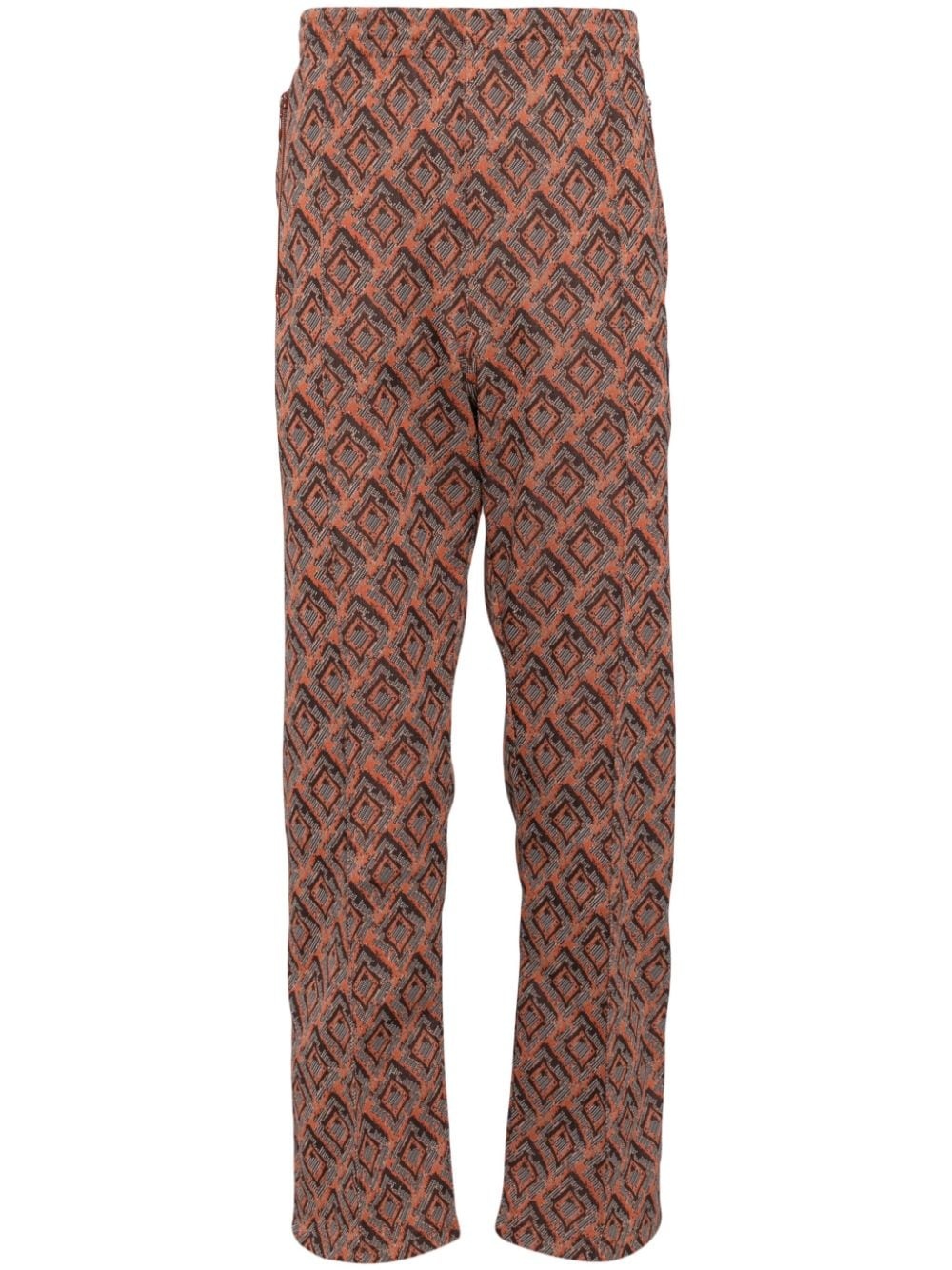 logo-embroidered patterned track pants - 1