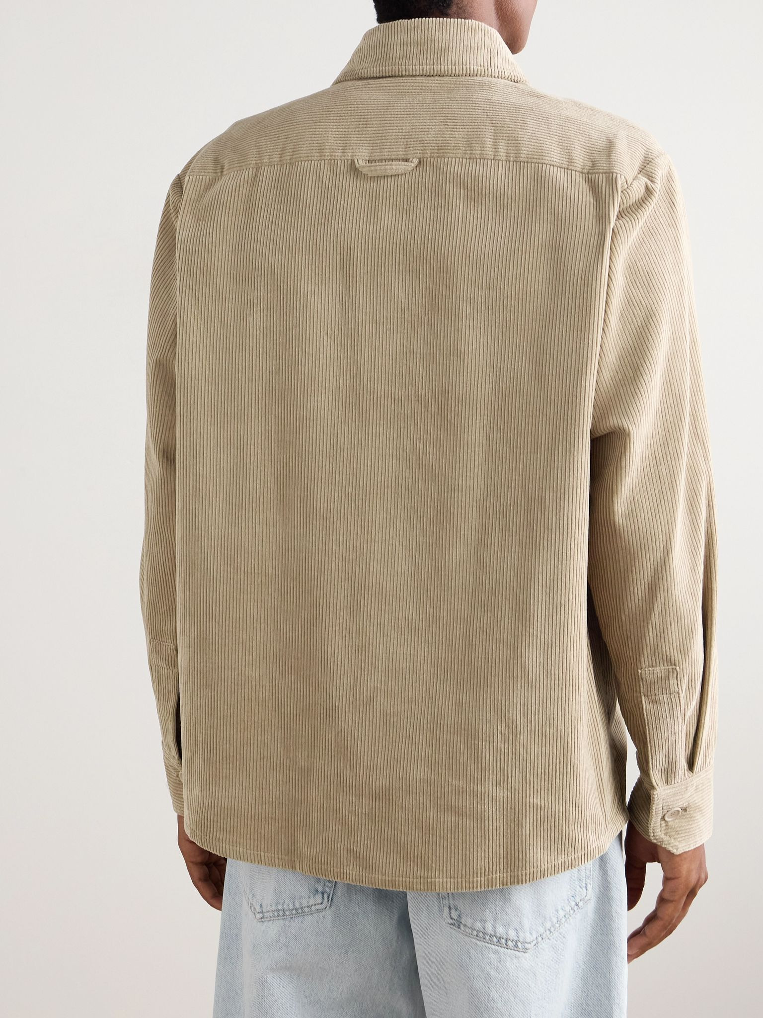 Bobby Logo-Embroidered Cotton-Corduroy Overshirt Beige - 4