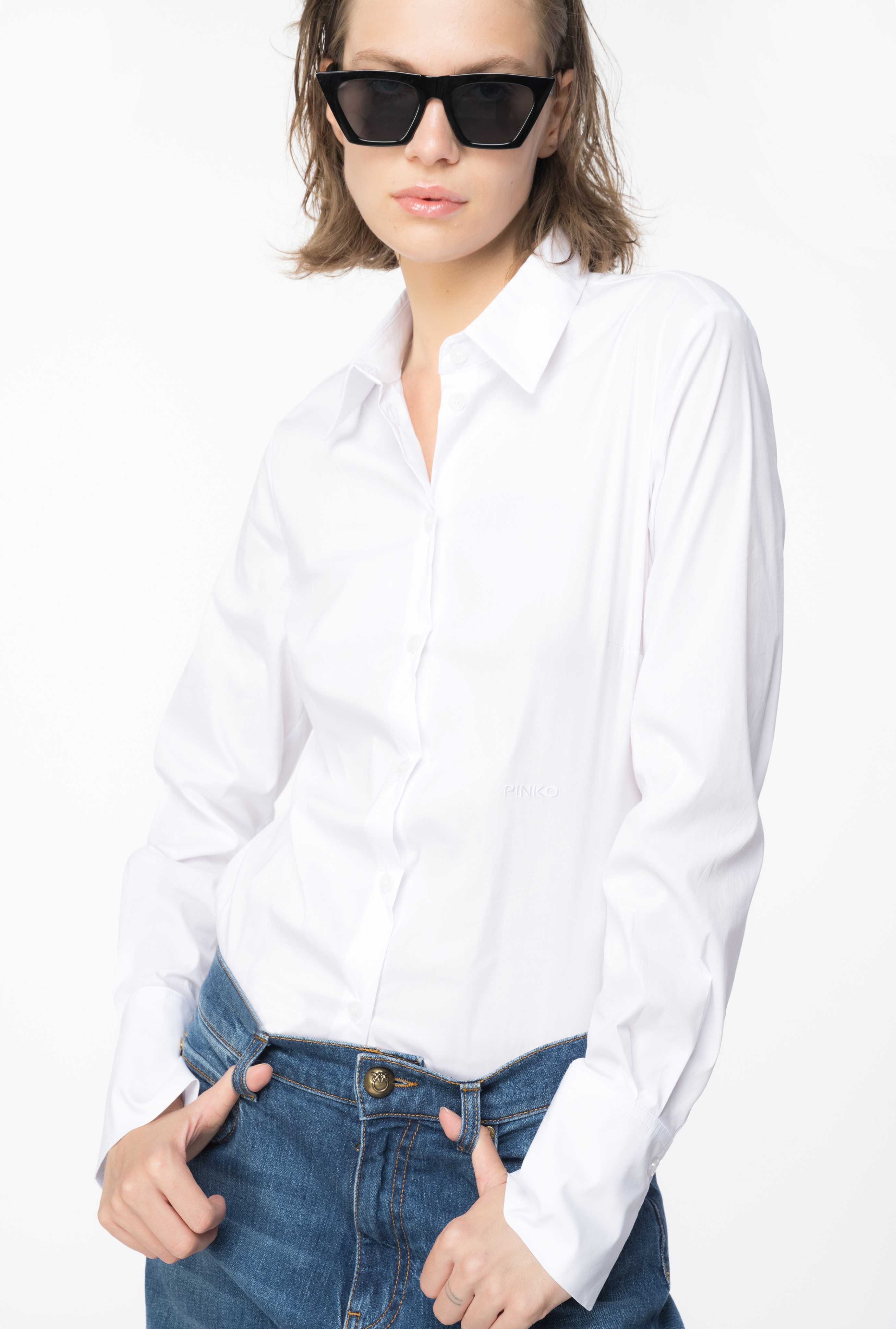 FITTED-WAIST POPLIN SHIRT WITH EMBROIDERED LOGO - 3