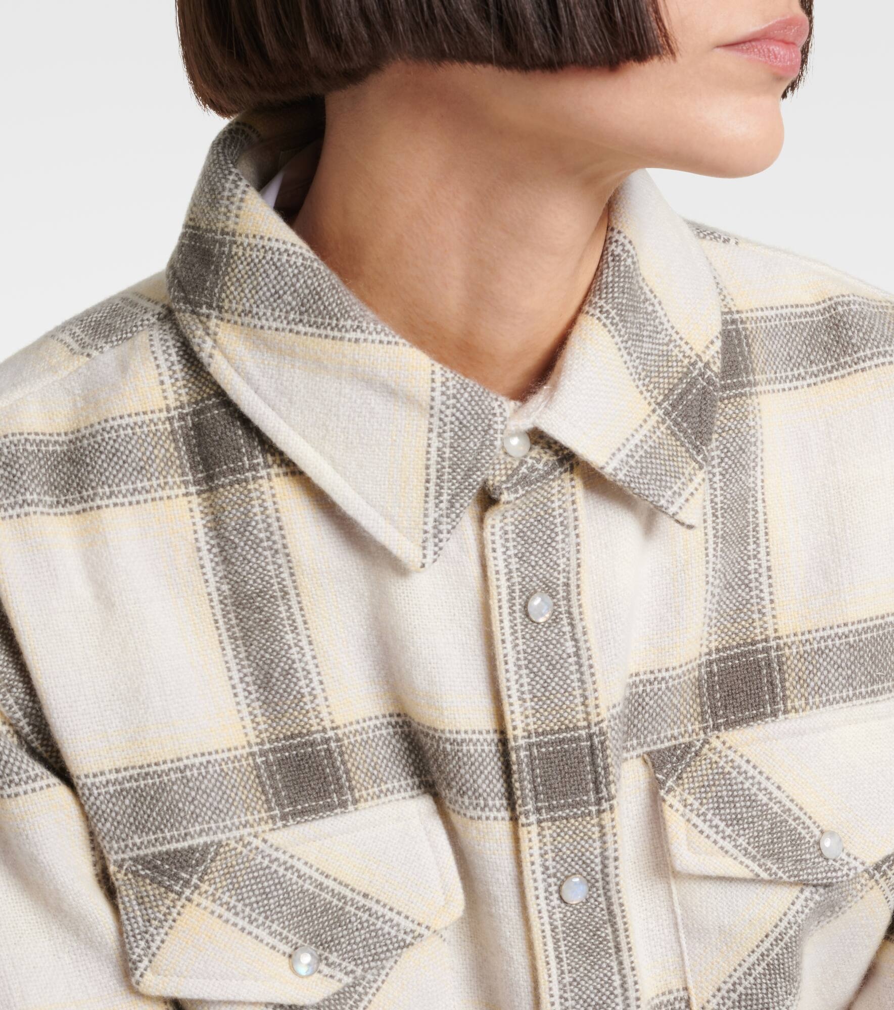Moon plaid cashmere shirt - 4