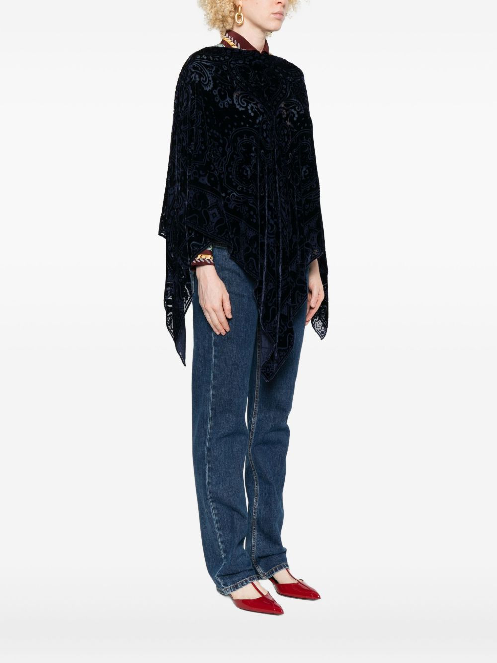 paisley-velvet poncho - 3