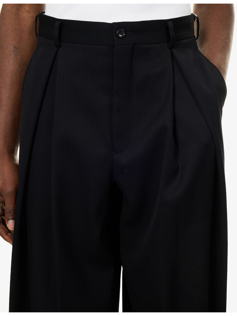 Tapered Pleat Wide-Leg Wool Trousers 5