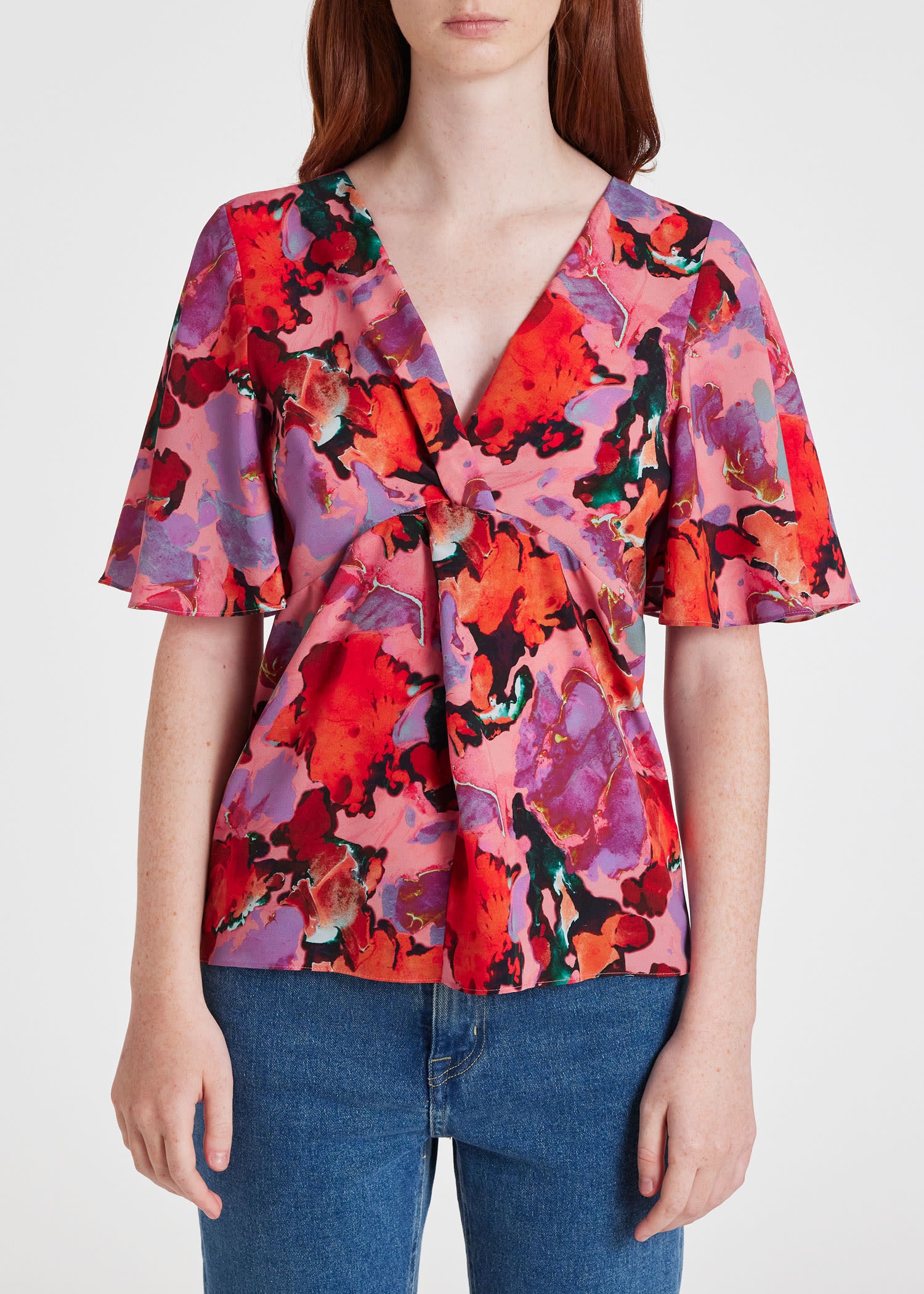 'Marble' V Neck Top - 3