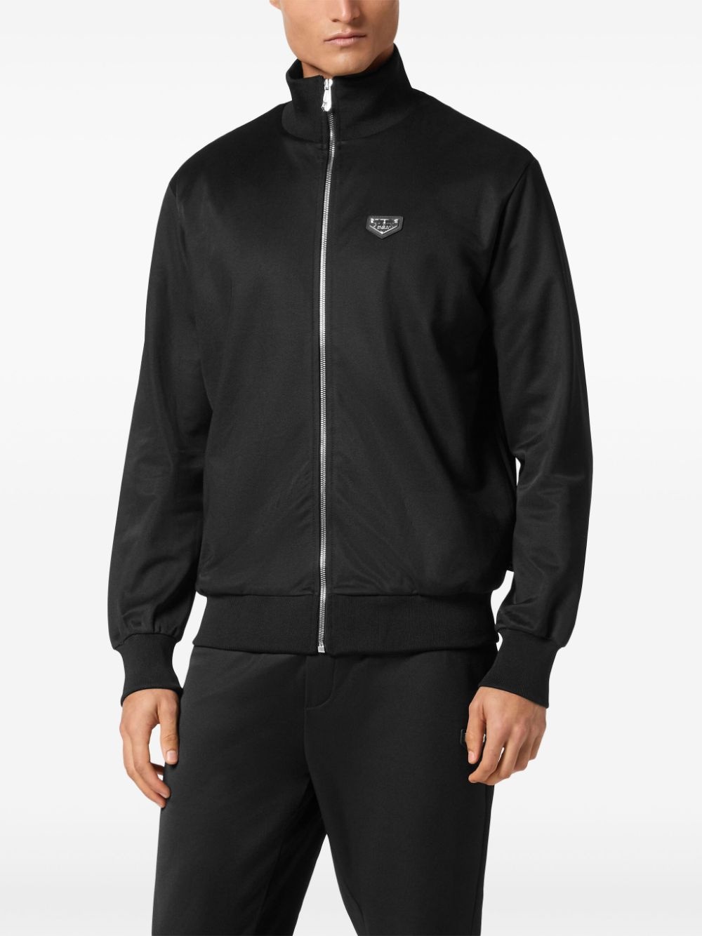 logo patch zipped jacket - 3