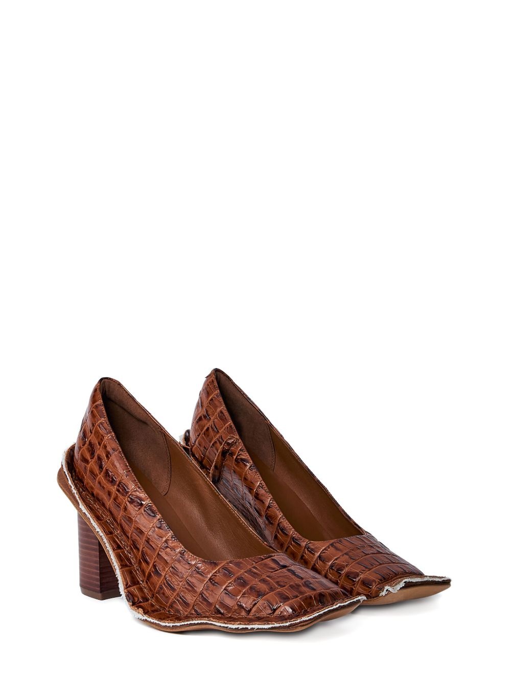 65mm crocodile-embossed block-heel pumps - 2
