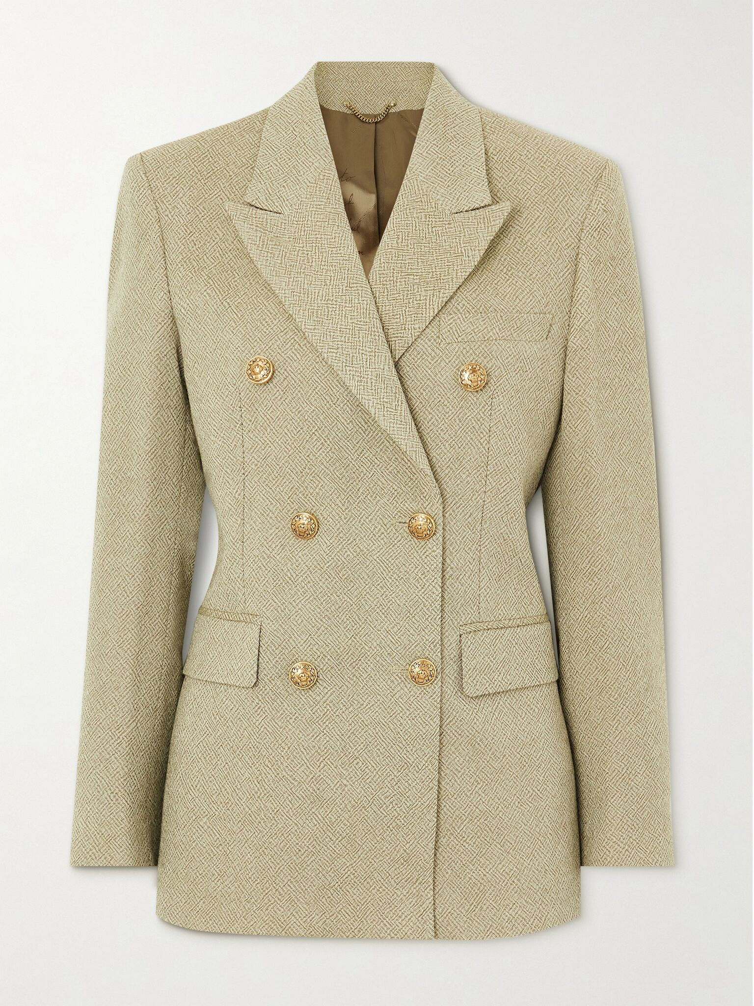 Journey double-breasted wool-jacquard blazer Neutral - 1