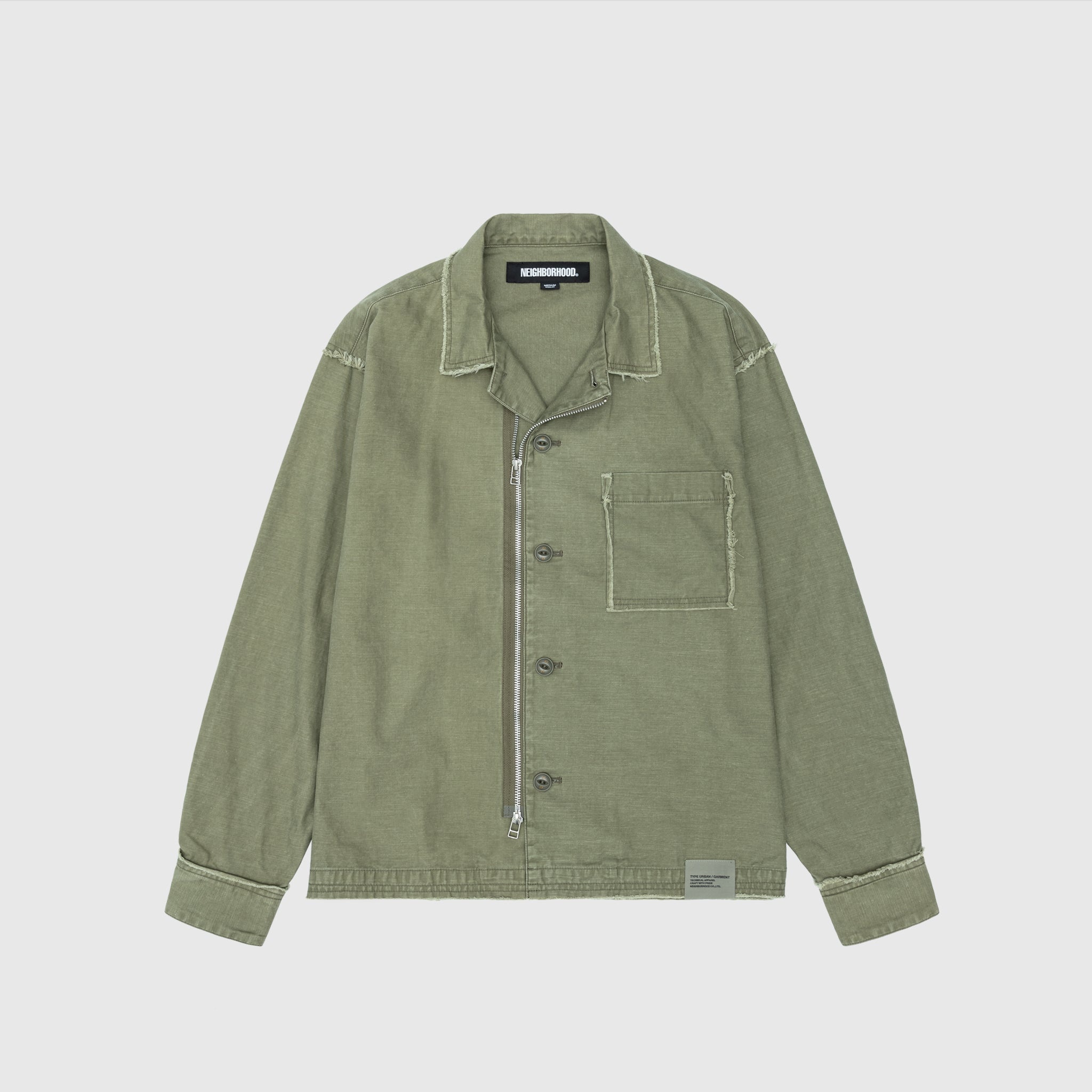 UNTRIMMED ZIP SHIRT LS
