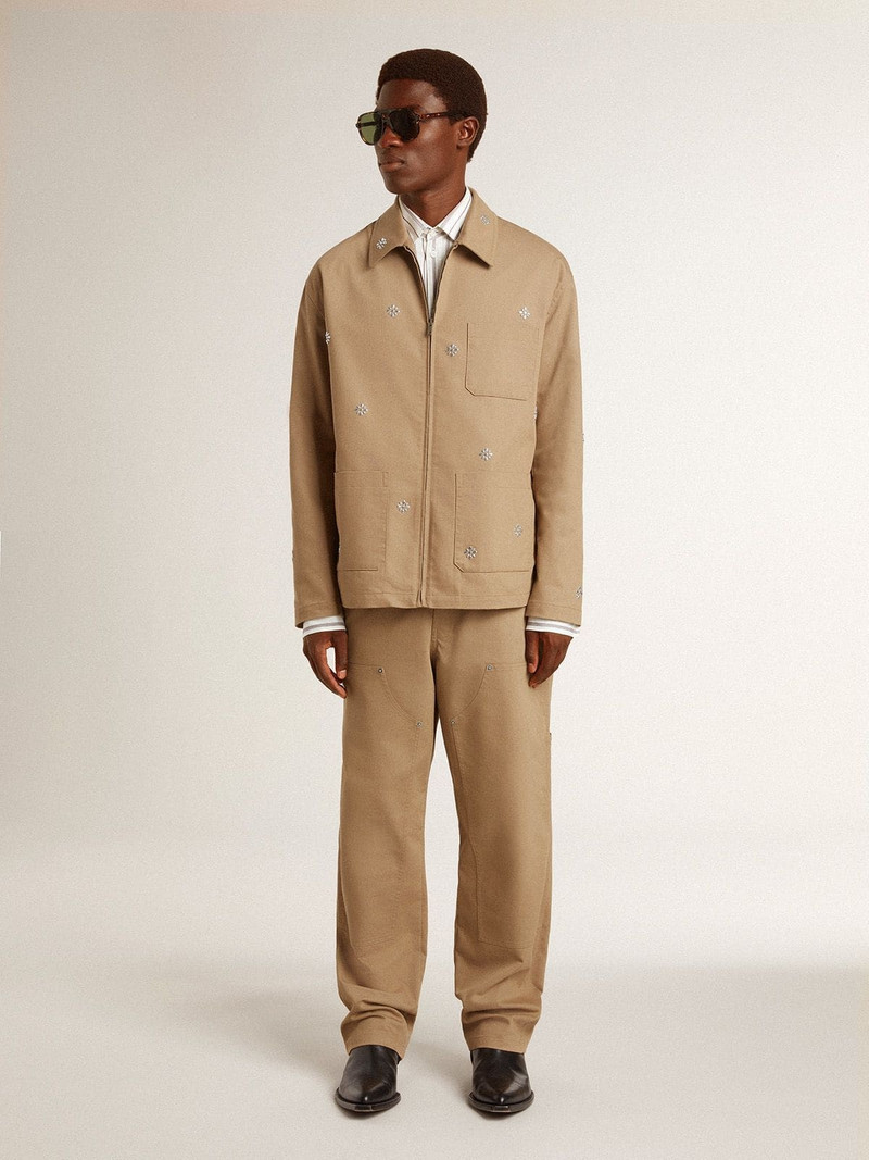 Men's beige pants with patches 3