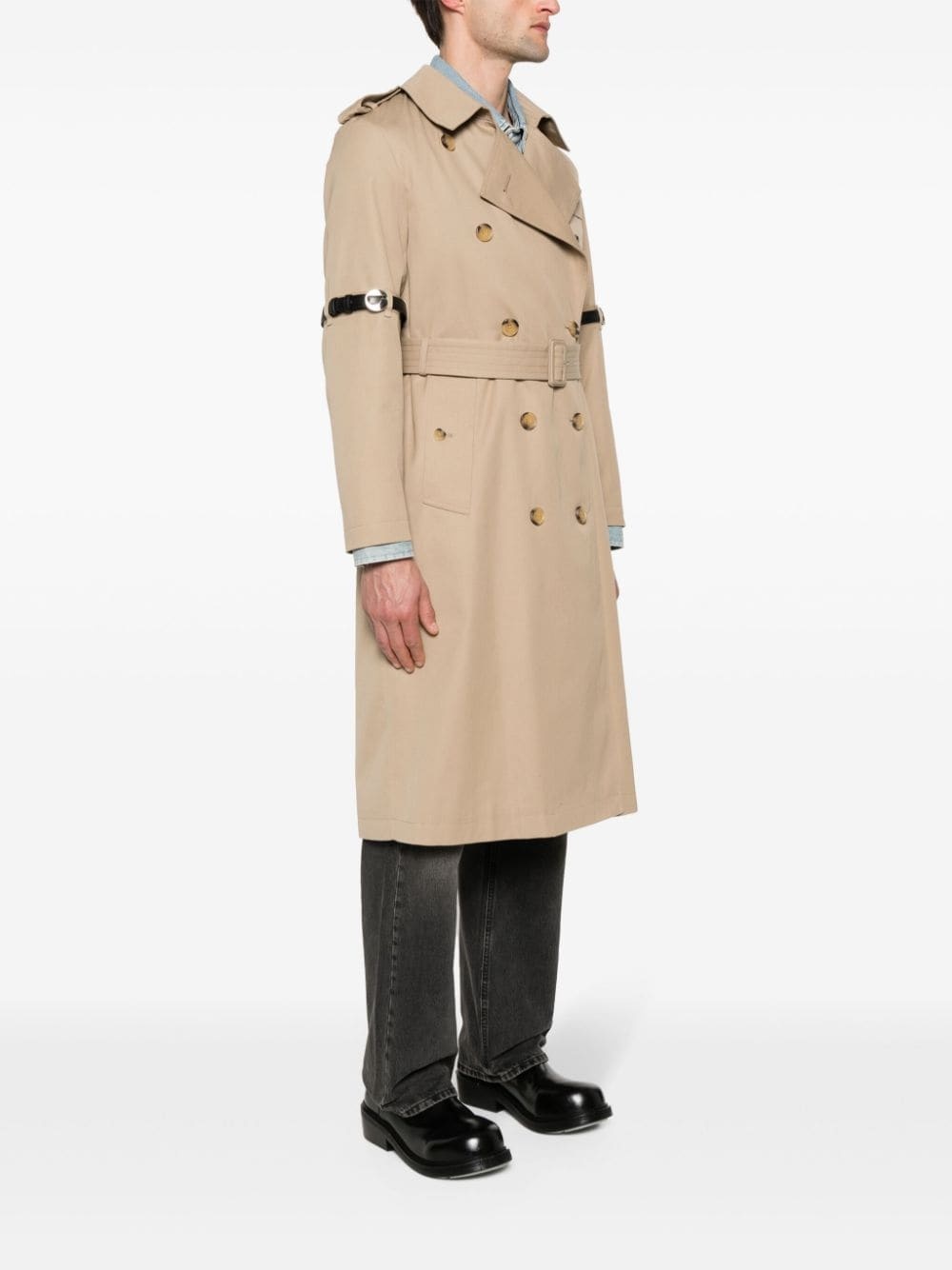 belt-detail trench coat - 4