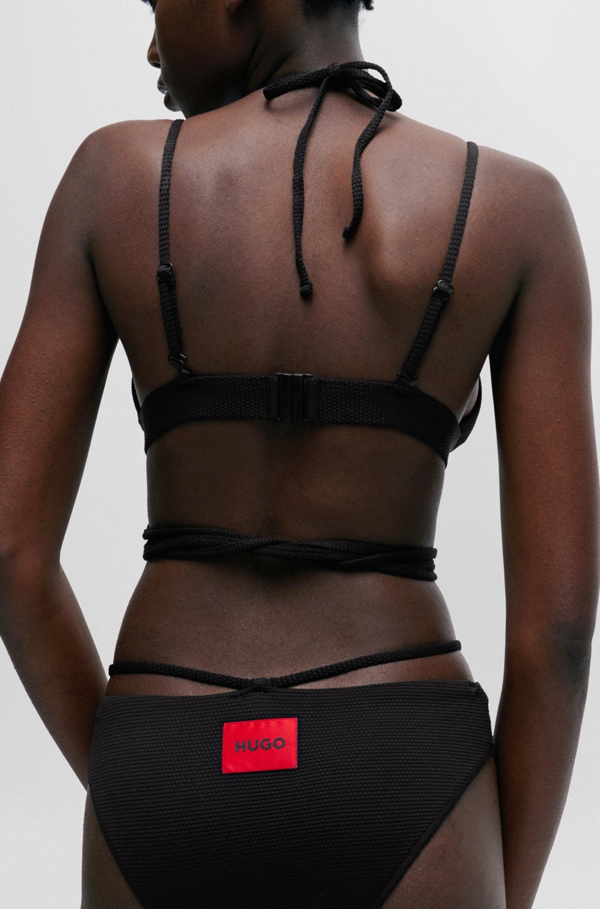STRUCTURED-JERSEY BIKINI BOTTOMS WITH STRAP DETAILS - 4