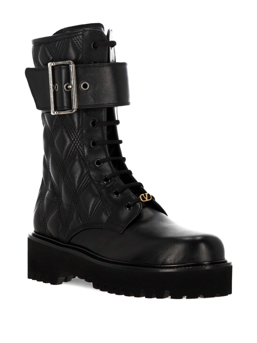VLogo leather combat boots - 2