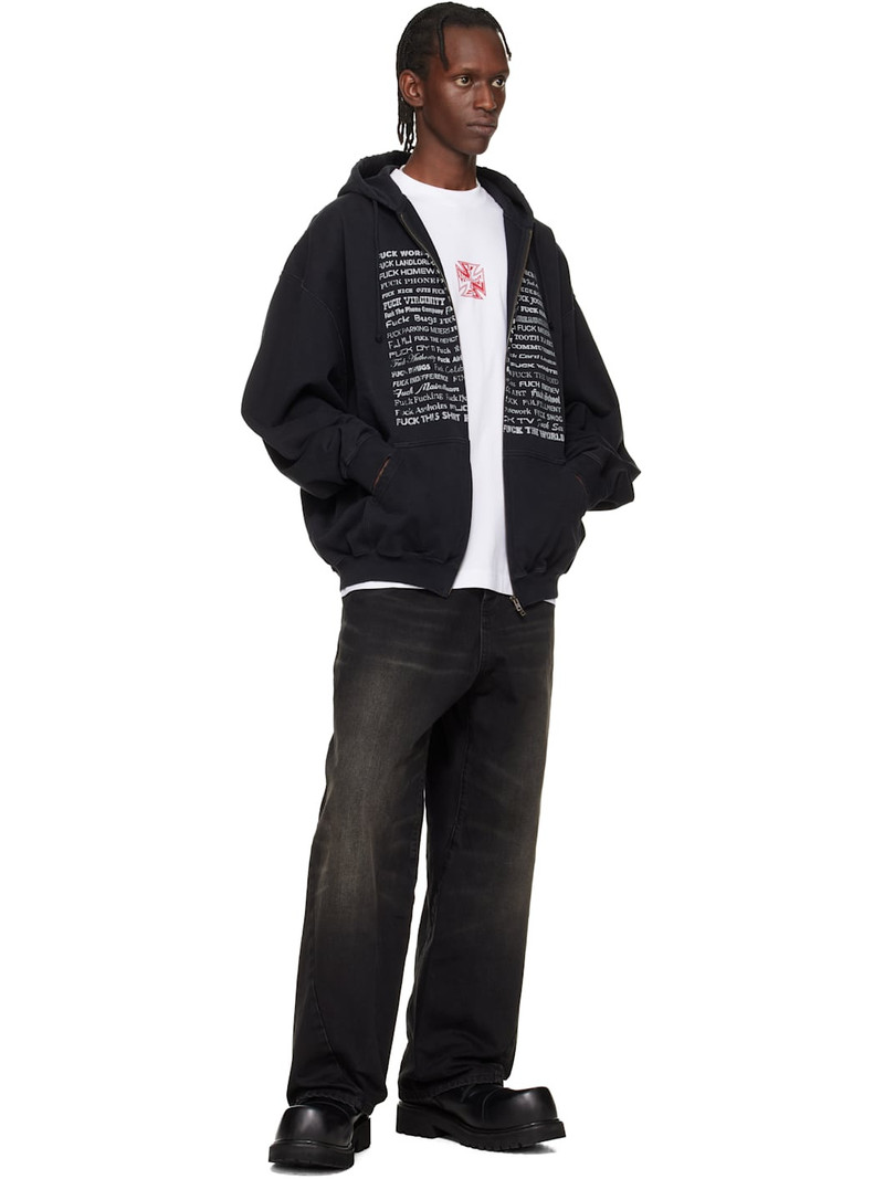 VETEMENTS Black 'Fuck Everything' Zip-Up Hoodie outlook