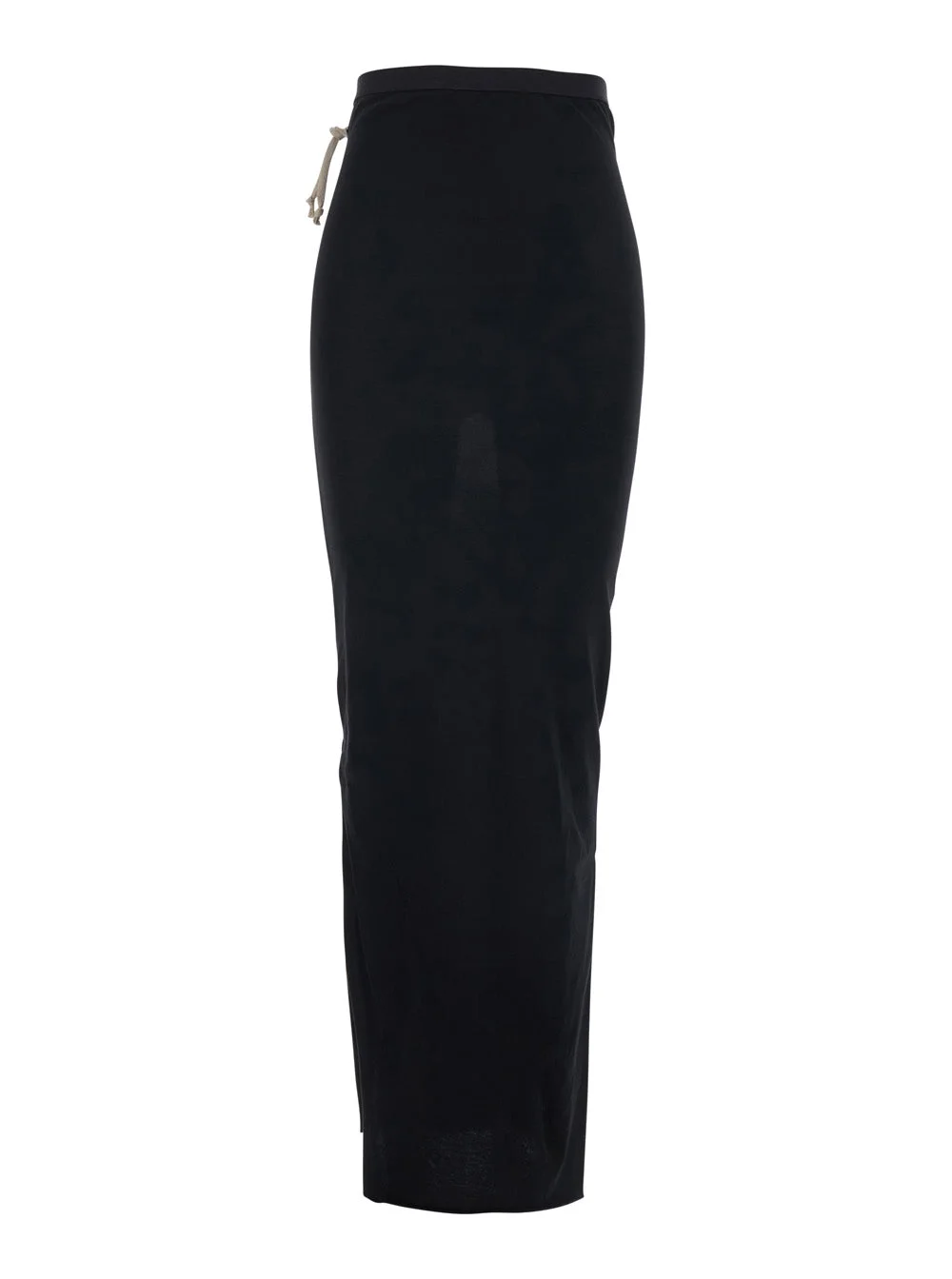 Rick Owens Women Black Long Skirt With Drawstring Closure On The Side And Straight Hem In Cotton Wom - 1