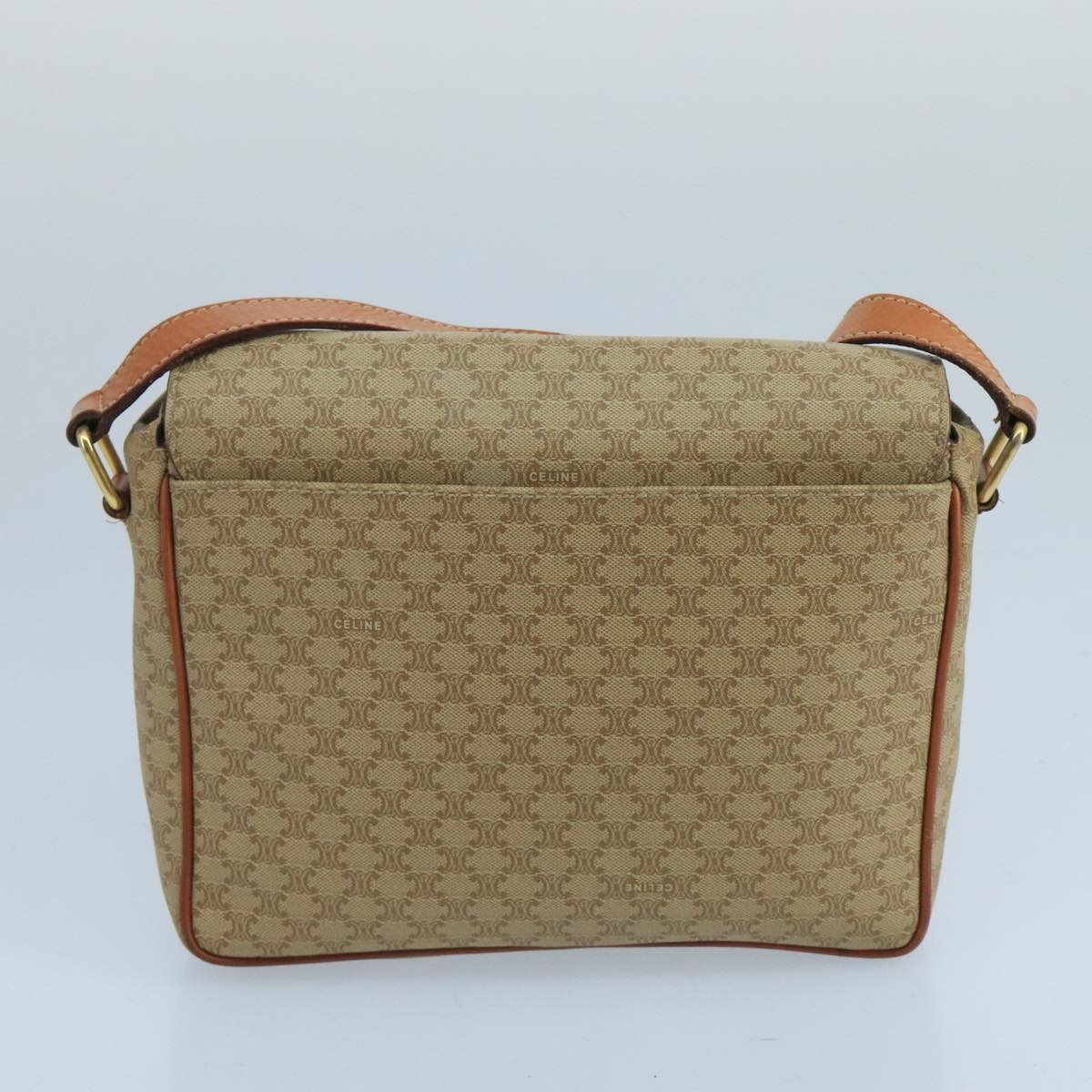 CELINE Macadam Canvas Shoulder Bag Beige Gold - 2