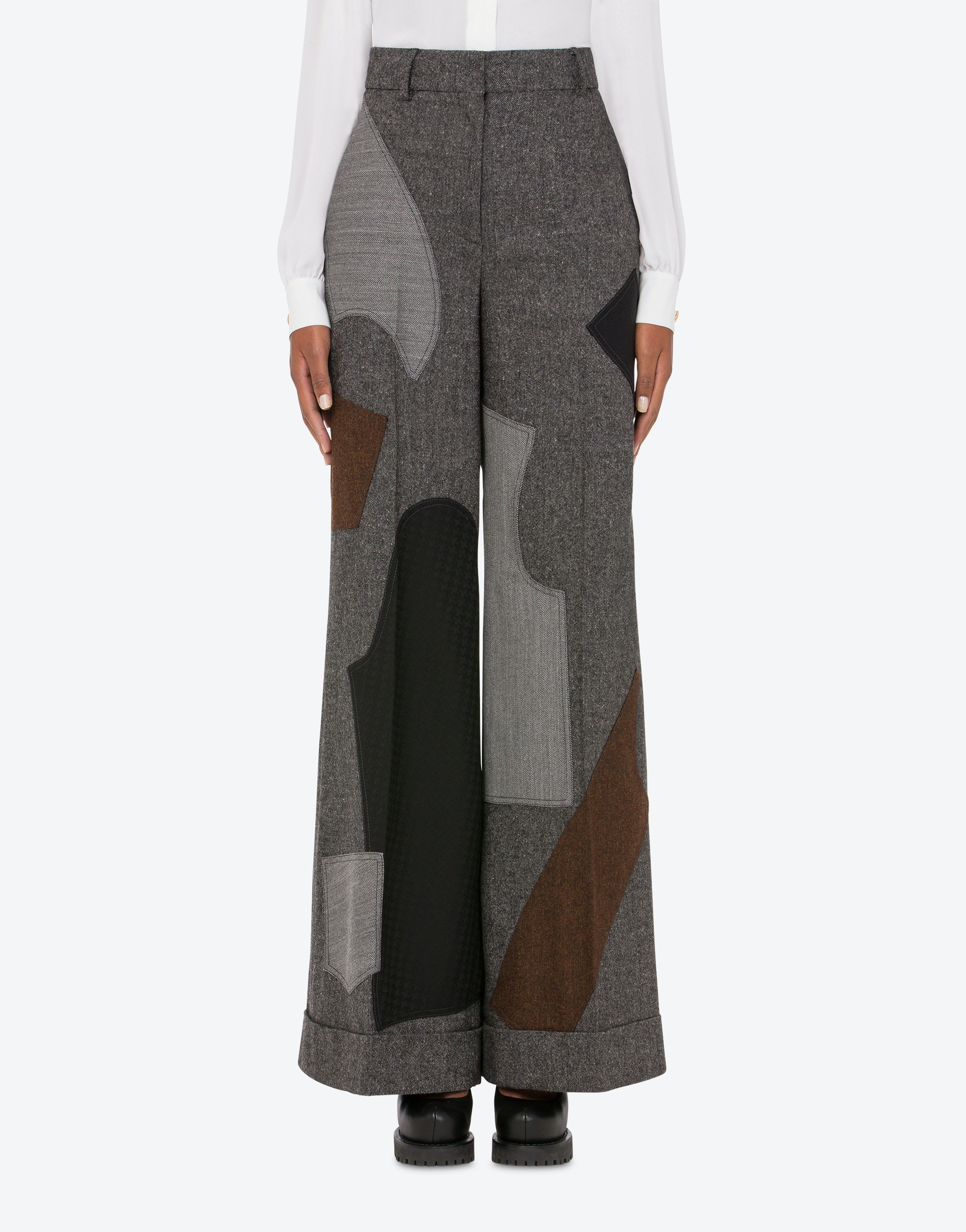 PATCHWORK WOOL BLEND TROUSERS - 2