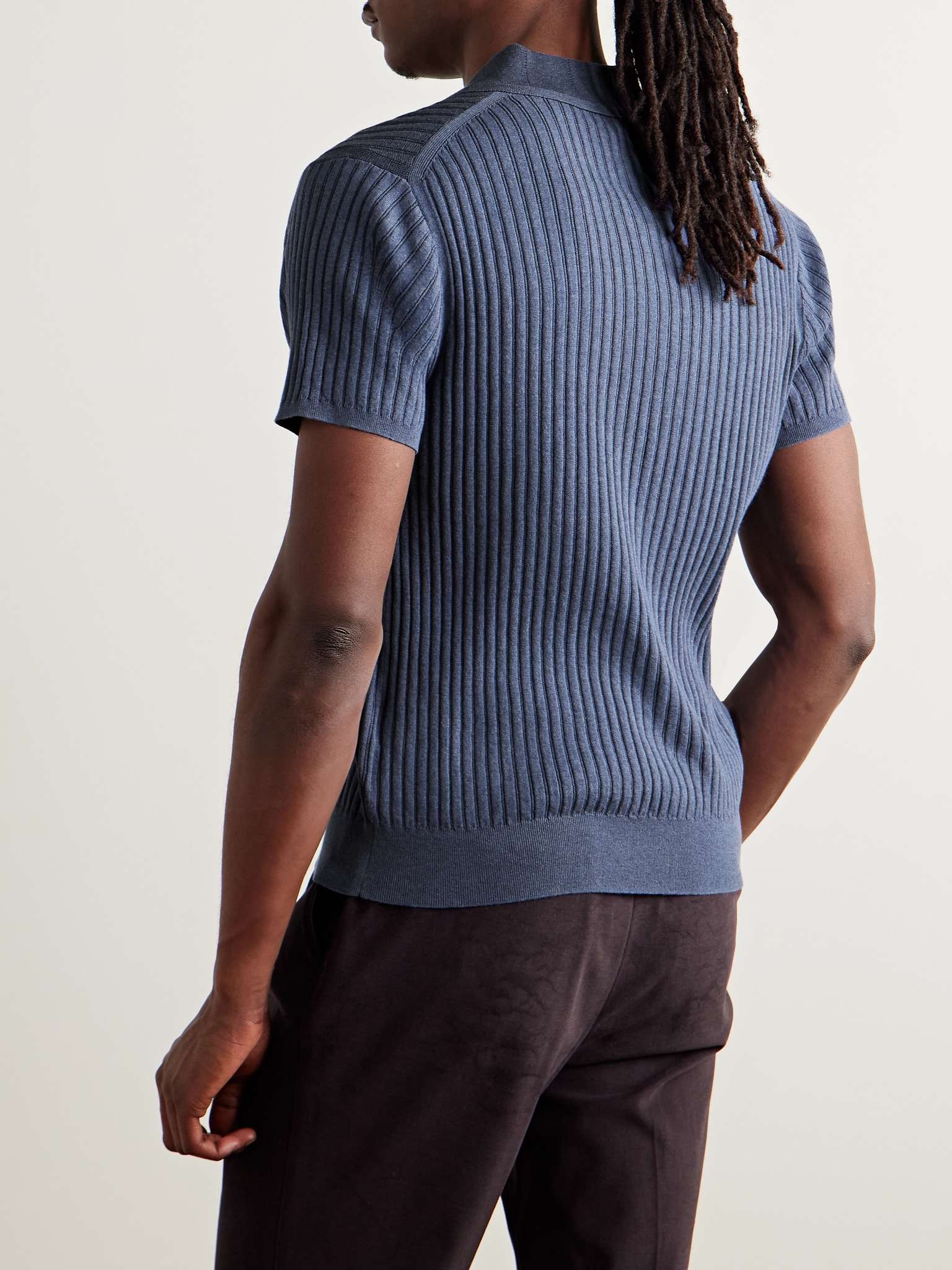 Slim-Fit Ribbed Organic Cotton Polo Shirt - 4