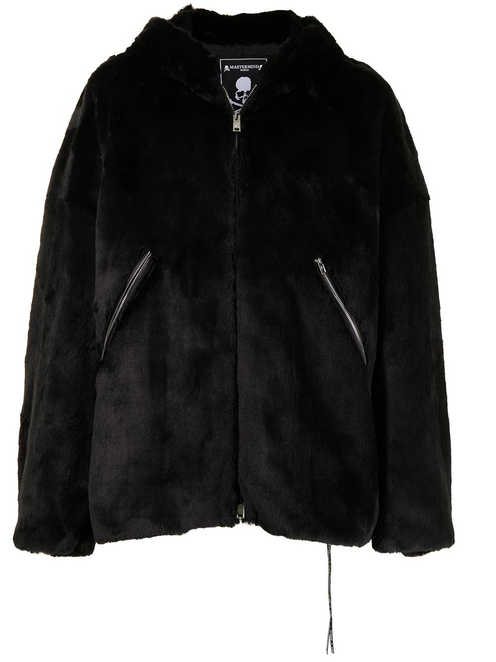 skull faux fur hooded jacket - 1