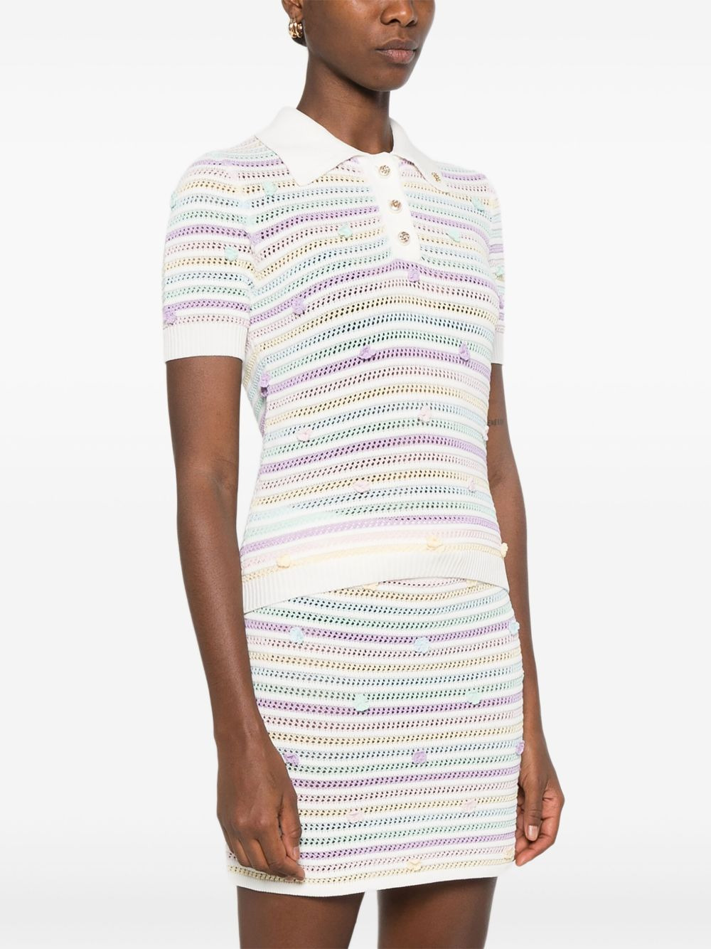 striped crochet polo shirt - 3